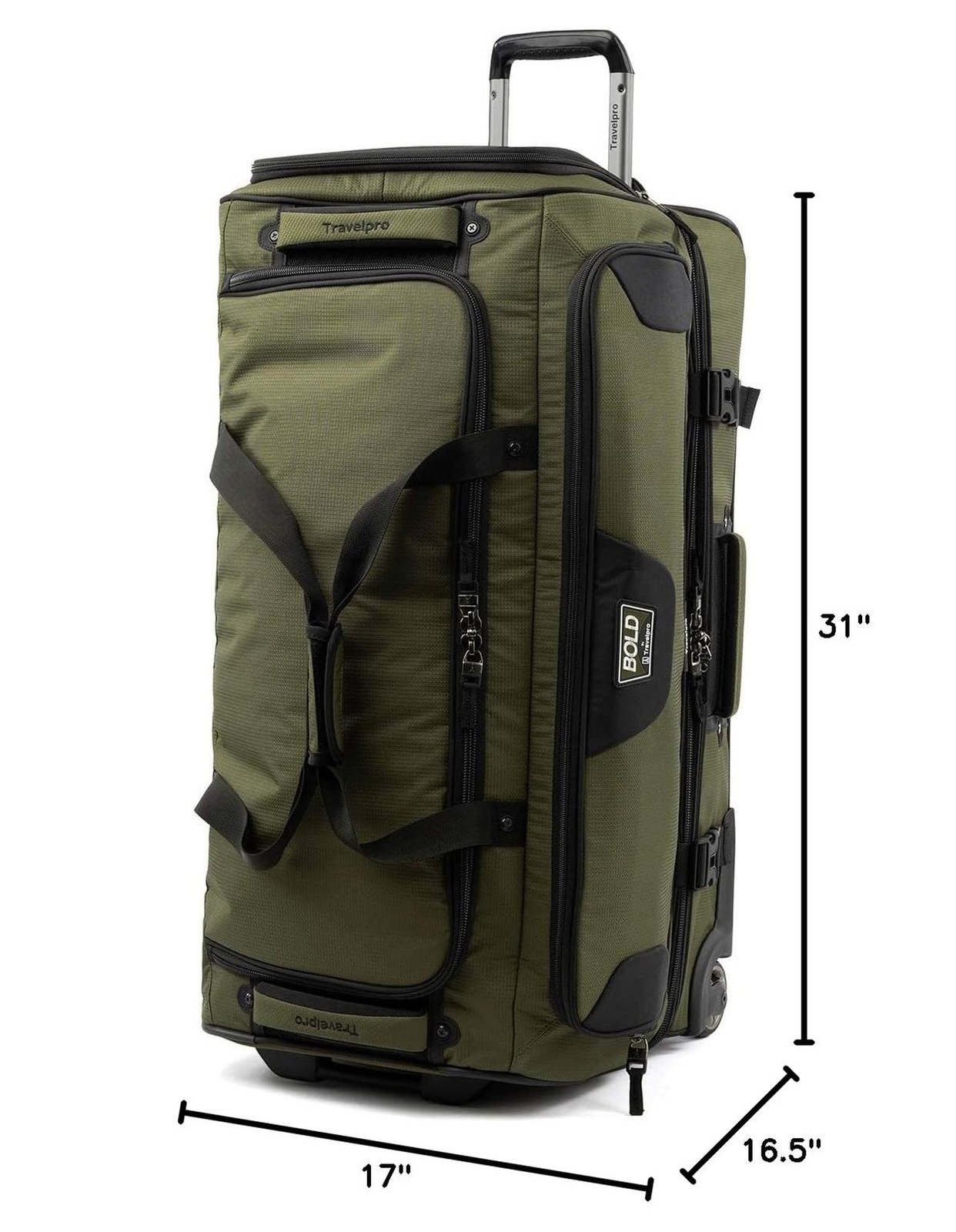 Travelpro Tpro Bold 2.0 30 Inch Drop Bottom Rolling Duffel 30-Inch Olive/Black