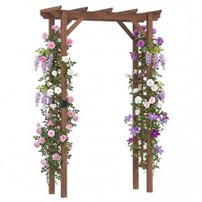 7 FT Garden Arch Wooden Arbor Outdoor Wood Trellis for Climbing Plants