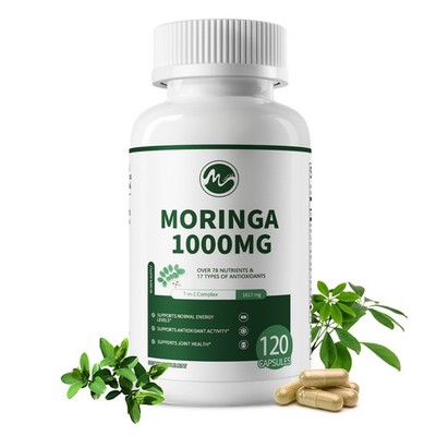 Organic Moringa 1000mg Capsules   Energy & Immunity Support, Antioxidant, 120ct