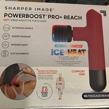 Sharper Image Powerboost Pro Reach Percussion Massager with 5 Attachments Red