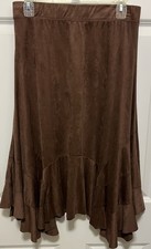Tantrum Brown Faux Suede Fancy Western Style Skirt Size M