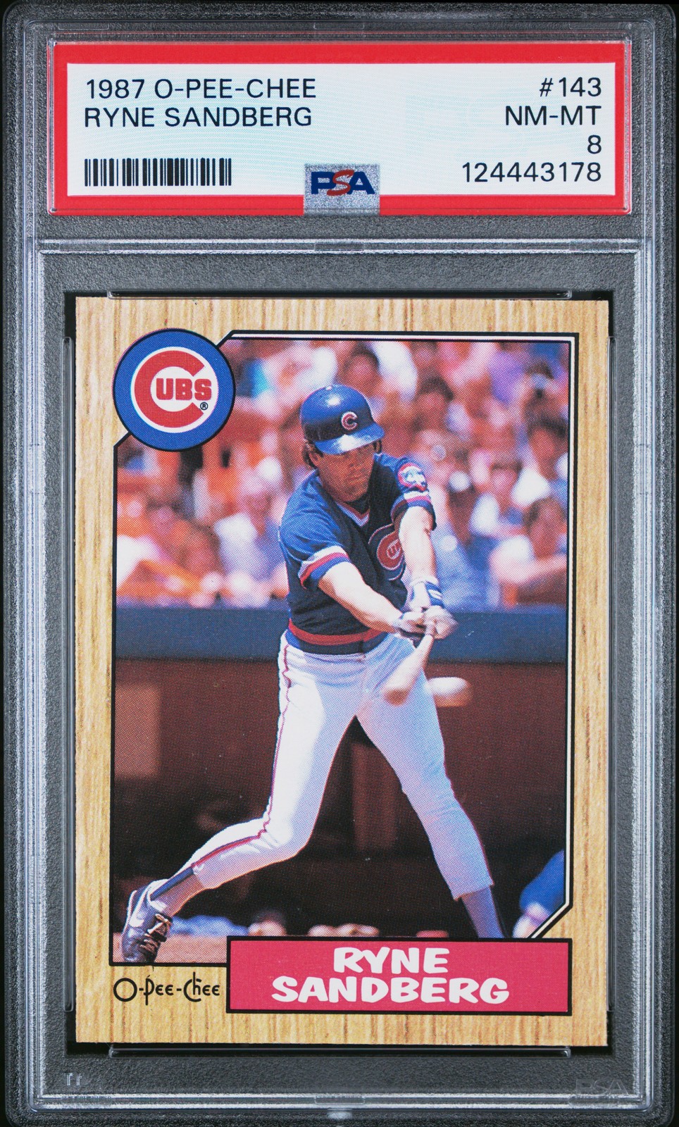 1987 O-PEE-CHEE #143 RYNE SANDBERG PSA 8