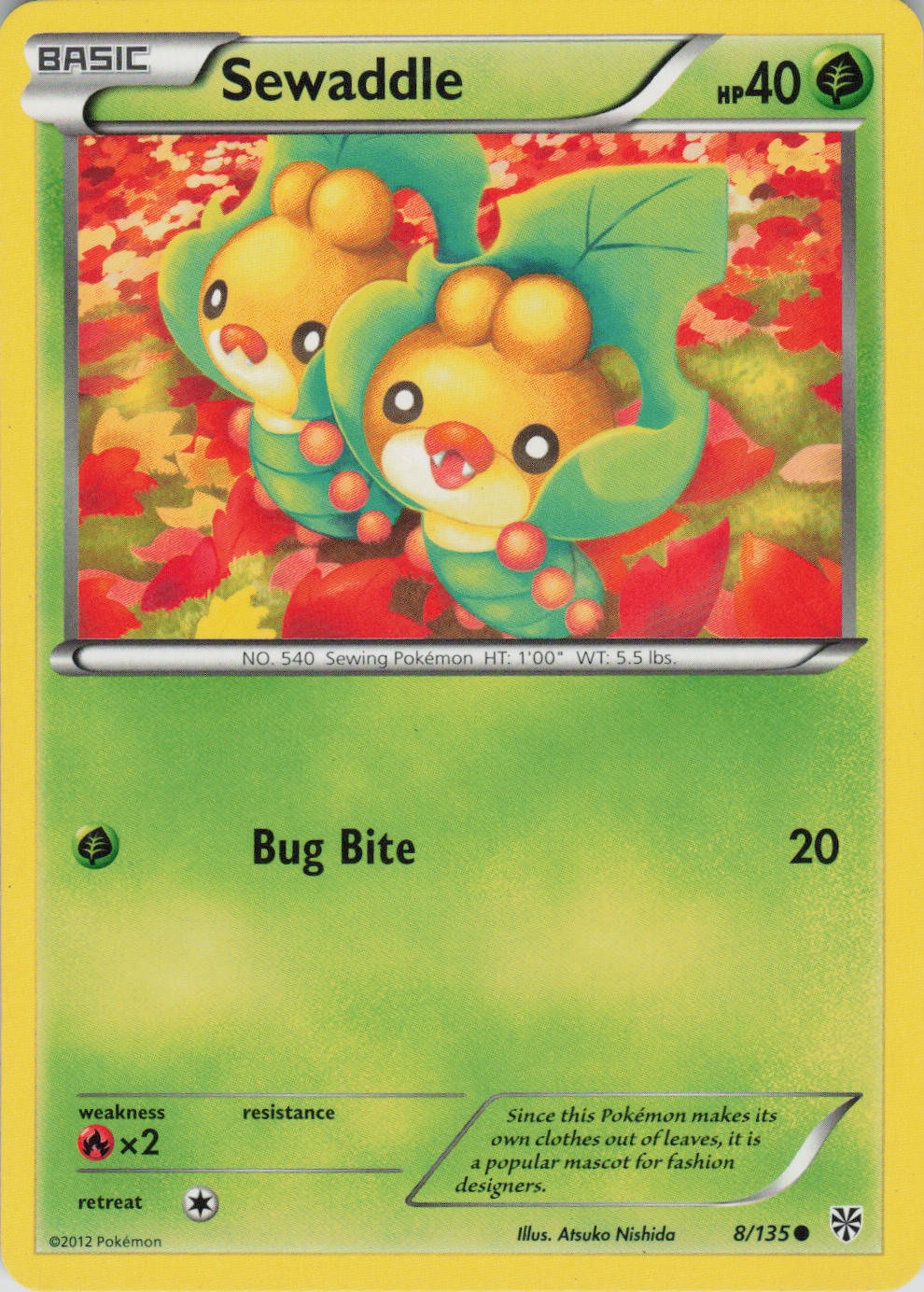 Sewaddle 8/135 Common Plasma Storm Pokemon Lightly Played