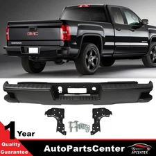 Black Rear Step Bumper w/o Sensor Holes For 14-18 Chevy Silverado/Sierra 1500