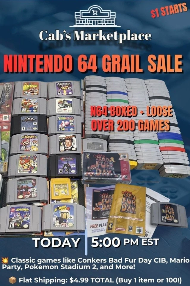 N64 GRAIL SALE🔥DAY THREE - N64, CIB+Loose, Paper Mario, Mario Party, etc