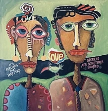 Original Acrylic painting on rolled canvas signed. Unframed. Size: 37”X38”