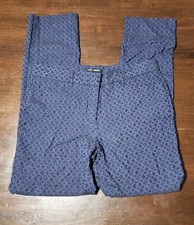 Mario Serrani Italy Sz 8 Women's Slim Fit Pant Black Blue Stretchy Geometric