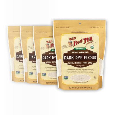 Organic Dark Rye Flour, 20Oz (Pack of 4) - Non GMO, Whole Grain, Vegan, Kosher