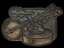 JI17133 VINTAGE 1970s BLUEGRASS FIDDLE BANJO GUITAR MUSIC BELT BUCKLE