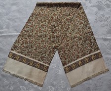 GENTS SCARF AUTHENTIC PAISLEY ART BEIGE BROWN GREEN ACETATE LONG DOUBLE MENS