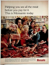 Monsanto Vintage 1960s Meat Packaging Original Print Ad Color