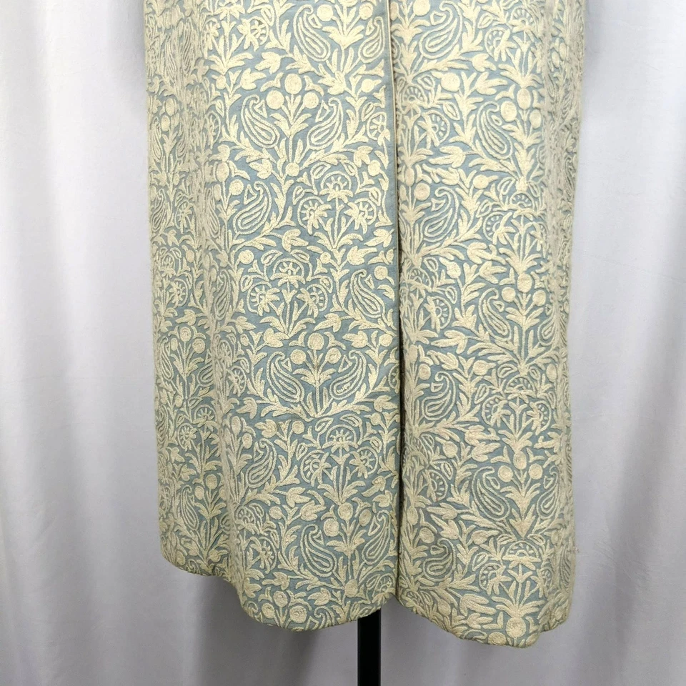 Vintage Gibson Bayh Pea Coat Small Blue Embroidered Cream - Image 3 of 4