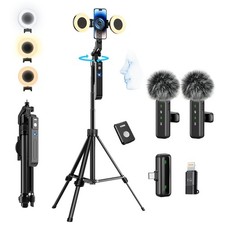 Magnetic Vlogging Kit for iPhone/Android, 70.9" Auto Face Tracking Tripod for...