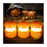 Halloween KüRbislaterne 3 StüCk Tragbar Led Lichter KüRbis Deko Outdoor