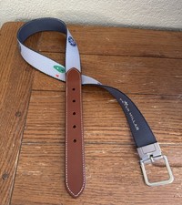 Peter Millar Golf Canvas/Leather 35" Youth L/XL Belt Silver BuckleLuxury Casual