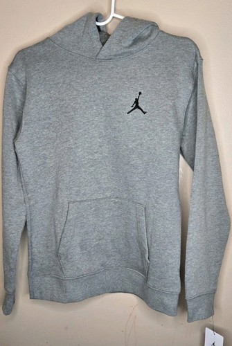 Nike Air Jordan Logo Fleece Hoodie Grey Heather/Black Kinder XL Jugend Pullover