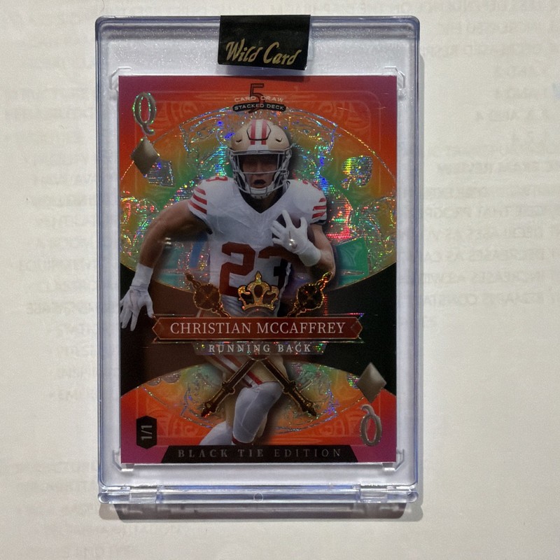 Christian McCaffrey 1/1 Wild Card Black Tie Edition 49ers  Queen of Diamonds 