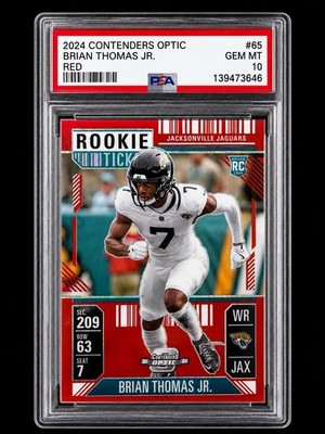 Brian Thomas Jr. 2024 Contenders Optic Red Rookie Ticket PSA 10 #65 /199 RC