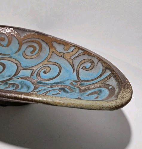 Studio Art Pottery Sarah Dudgeon Large Pedestal Centerpiece Platter Dish Bowl WI - Picture 4 of 10