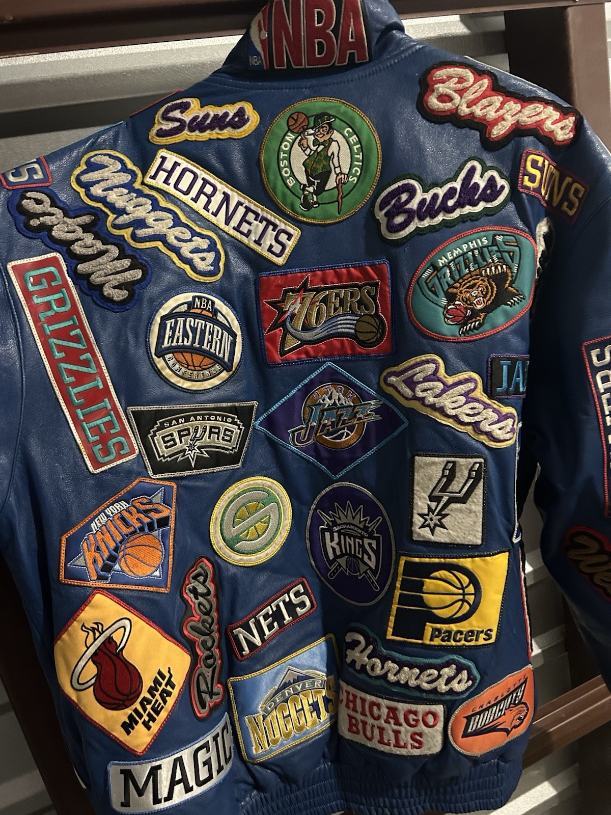 Vintage Jeff Hamilton Blue Leather NBA Jacket