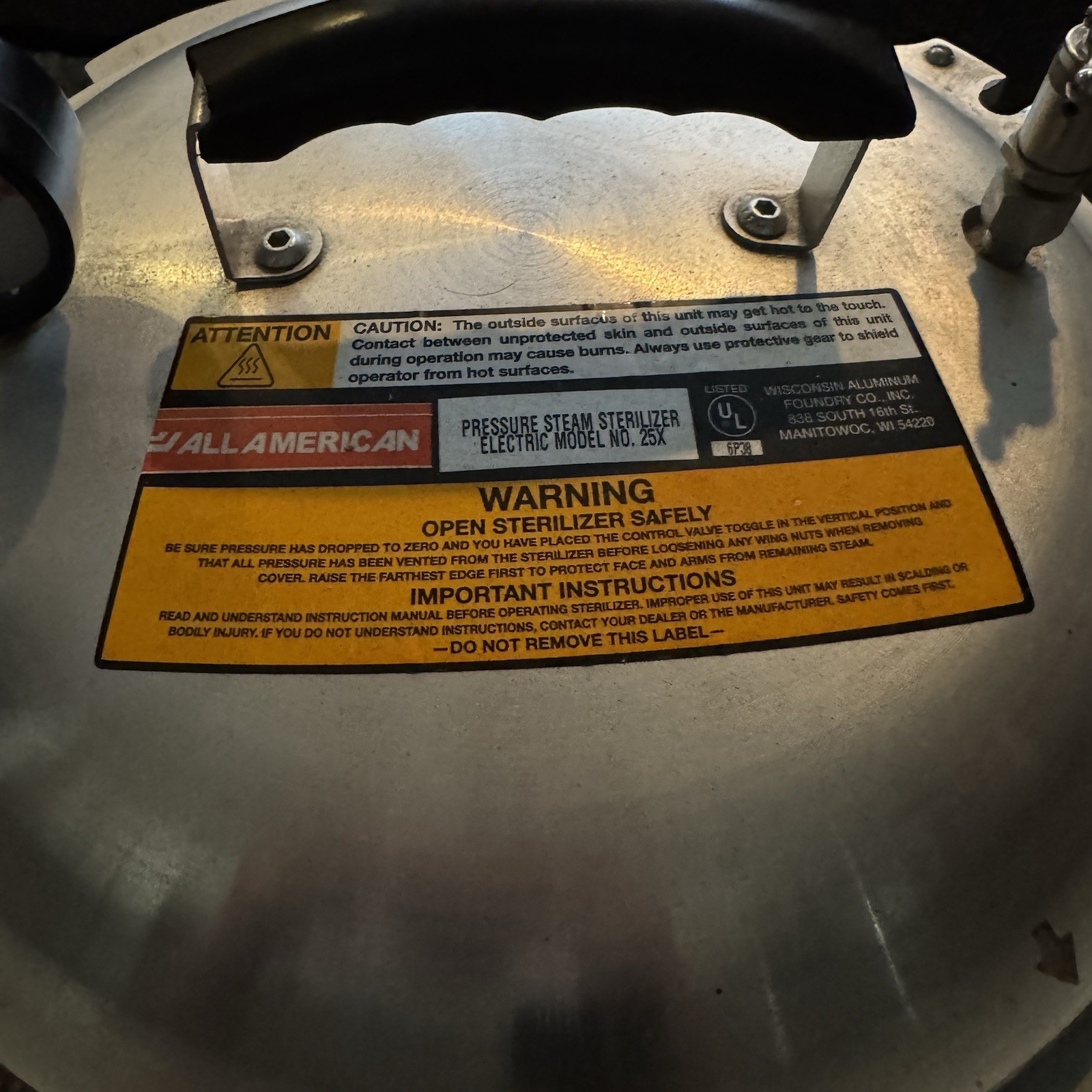 All American 25 Quart Steam Pressure Sterilizer 25X-1