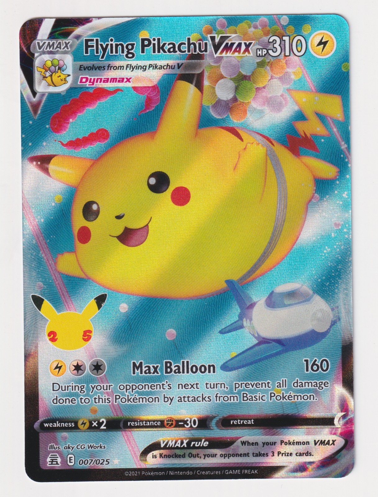 Flying Pikachu VMAX 007/025 Celebrations Pokemon Card NM