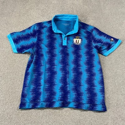 Crest Link Golf Polo Shirt Mens M Blue Micro-Dri Royal Club Seremban Athleisure