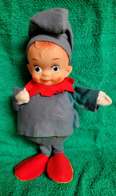 Vintage Rubber Face Pixie Elf Doll Christmas JAPAN 9'' Big Belly Figure Standing
