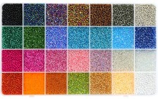 Ybxjges 24000Pcs 2mm Glass Seed Beads Kit, Approximately 2mm, Silver,White