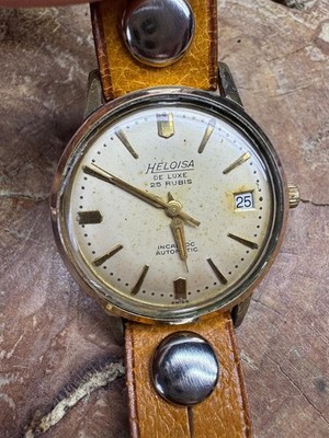 アンティーク スイスブランド Helia ゴールドカラーレディースウォッチ Vintage HELOISA De Luxe Automatic 25 Rubis Swiss Made Watch Date