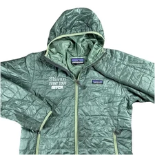 Patagonia Nano Puff Insulated Hoody Men's S Green Full Zip Jacket Cycling Promo