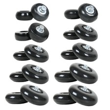 Luggage Wheel Replacement Kit - Set of Wheels, Bearings, Bolts, Axles Black