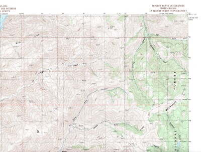 Monroe Butte Quadrangle Idaho-Oregon 1987 USGS Topo Map 7.5 Minute Topographic