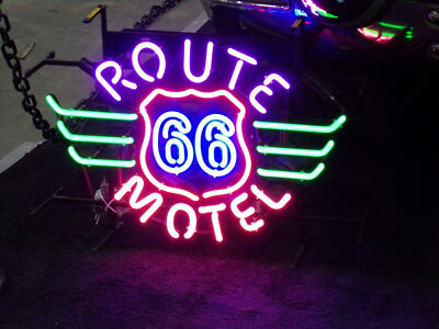 Route 66 Motel Bar Open 24''x20'' Neon Light Sign Lamp Wall Decor Display Windows