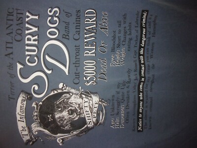BERMUDA SCURVY DOGS blue S t shirt
