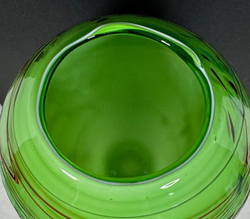 Vintage Lime Green Murano Style Art Glass Vase Bowl - Picture 5 of 6