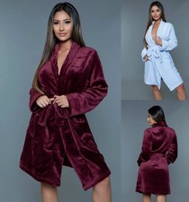 NWT BeWicked Kaylee mid length Plush Robe S/M, L/XL,2X/3X Light Blue,Burgundy
