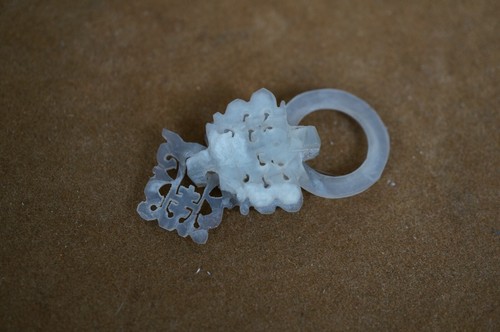 2 Antique Chinese Carved White Jade Devils Work Necklace Pendants Earring Charms - Picture 5 of 10