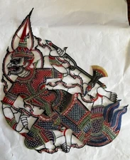 Thai Art Carved Leather Hand Made Perforated Leather Dancer Nang Yai Art