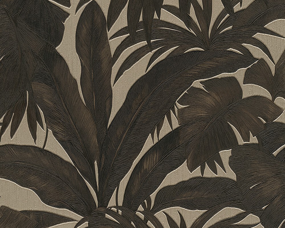Wallpaper non-woven leafs grey AS Creation Versace 96240-1 (7,55£/1qm)