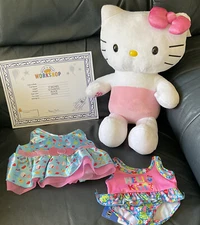 Build A Bear 19" Plush Hello Kitty Summer Time W/Dress Swimsuit Certificate NWT