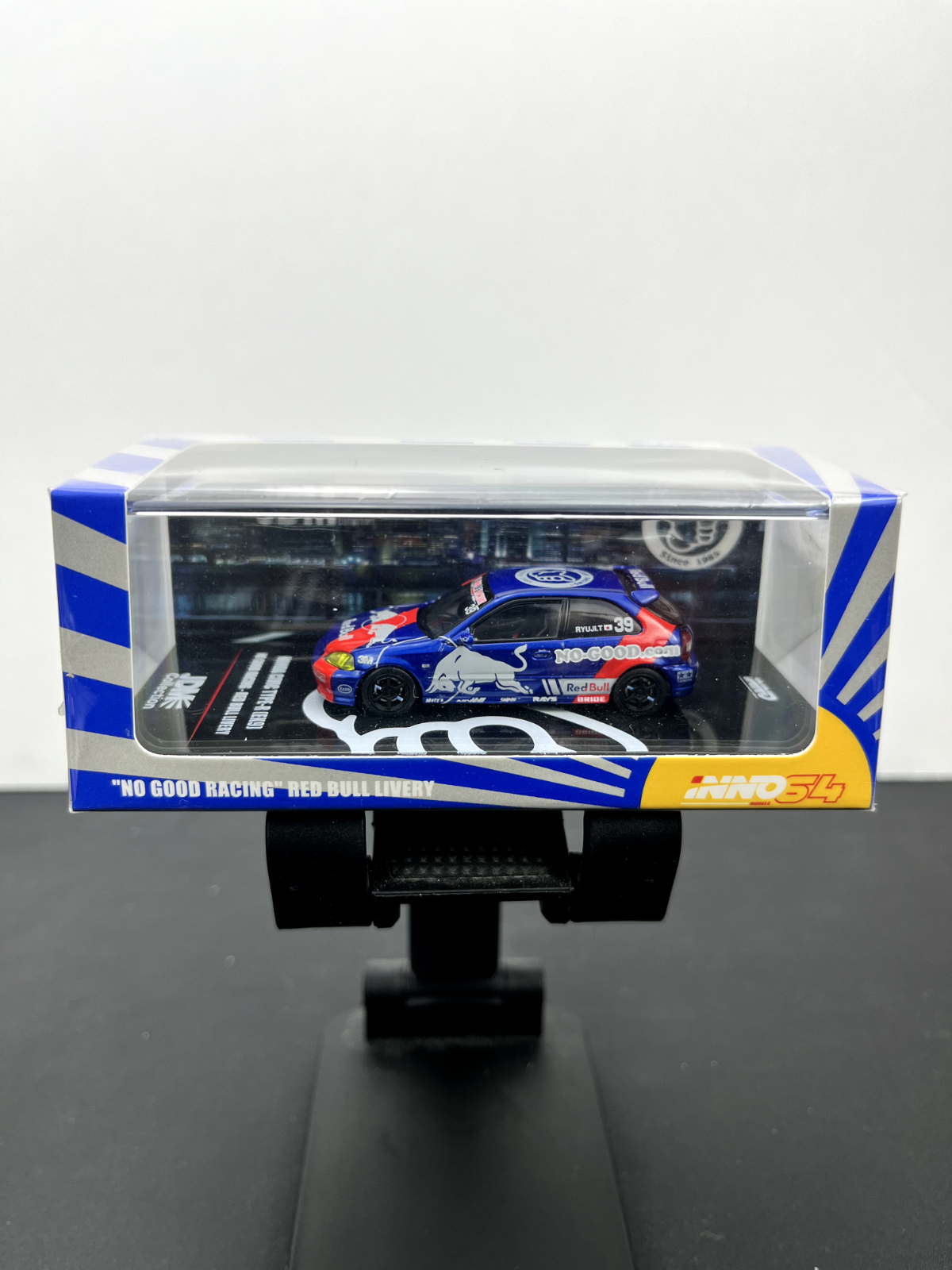 Inno64 Honda Civic Type-R EK9 No Good Racing Red Bull Livery Blue Bye Bye Police