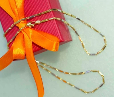 50,5 cm Halskette 750 Gelbgold Weißgold 18 KT Gold Kette *bicolor* UNISEX👍WOW - Bild 1 von 4