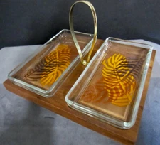 MCM ERNEST SOHN Tidbit Hors d'euvres CHARCUTERIE Palm Fronds Relish Dish Tray