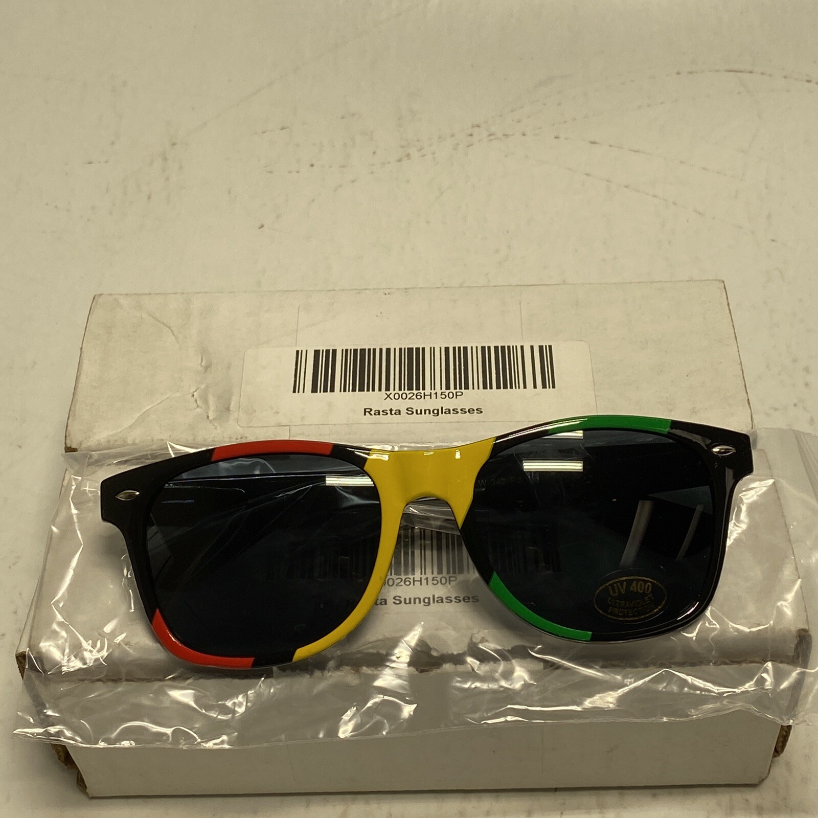 2x RASTA PRINT SQUARE SUNGLASSES JAMAICAN RED YELLOW GREEN STRIPED ...