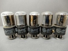 GE Set of Five 6SN7 White Label Vacuum Tubes Close Date Codes Measured 73 - 96 