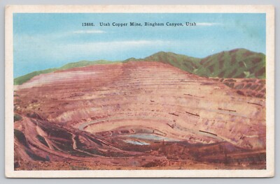 Utah Copper Mine Bingham Canyon Utah White Border Postcard