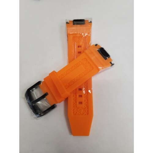 Новый оригинальный каучуковый ремешок Invicta 30 мм ОРАНЖЕВОГО цвета с дизайном Invicta и пряжкой из нержавеющей стали с подписью