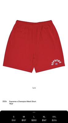 Supreme x Champion Ss24 Mesh Shorts Mens Size Medium Red Brand New