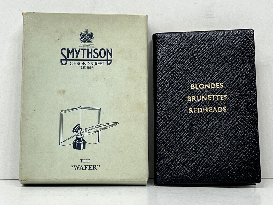 De colección cuero rubio morenas cabezales de lectura pequeño libro negro de SMYTHSON Foto 4 de 4